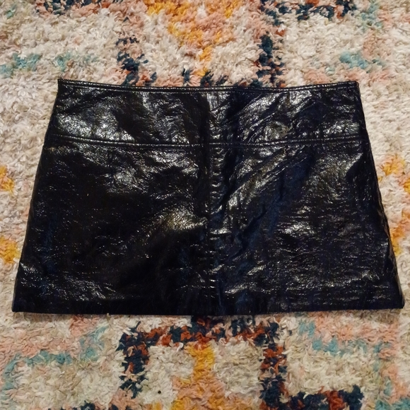 FINAL SALE Black Pleather Mini Skirt - Picture 2 of 8